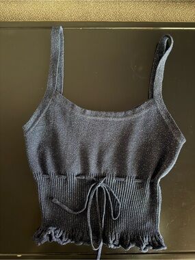 Pacsun Sparkle Knit Tie-Waist Tank Top - Blue
